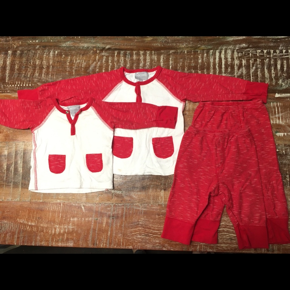 Two Matching Coccoli pajama sets 9 and 18 months